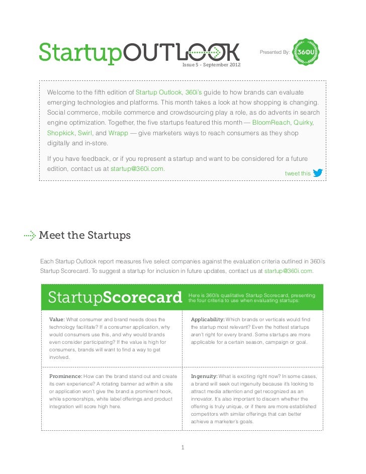 Startup Outlook 2012